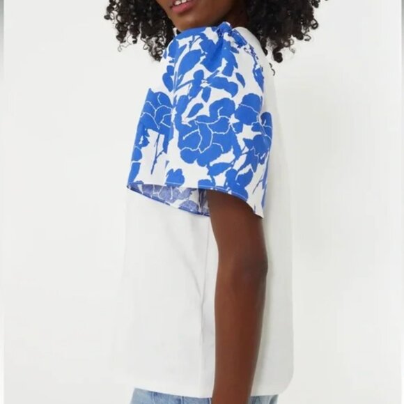 Hyacinth House x Tuckernuck Blue Floral Mollie Short Sleeve Blouse Cotton XL - Picture 3 of 11